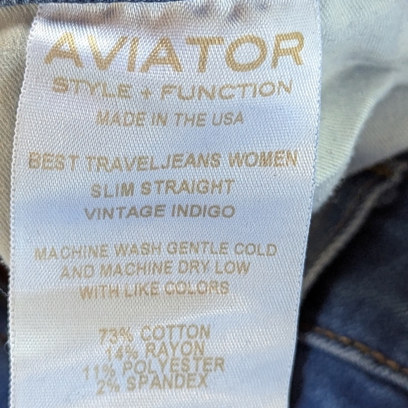 Aviator Travel Jeans for Women‎ | Vintage Indigo Slim Straight Leg Denim Sz 30 - Picture 6 of 10